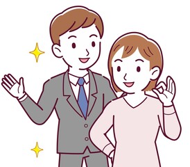 Office worker husband and wife