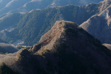 Winter withered mountains seen from the ridge (dead trees) (mountains) (late autumn / early winter) 稜線から見る冬枯れの山々 (枯れ木)(山脈)(晩秋/初冬)