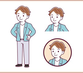 Brown-haired man in blue jacket