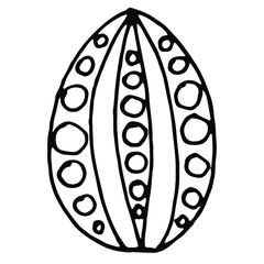 Hand drawn cute easter egg.  Doodle vector illustration. Simple ement for greeting cards, posters, stickers and seasonal design. Isolated on white background 