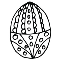 Hand drawn cute easter egg.  Doodle vector illustration. Simple ement for greeting cards, posters, stickers and seasonal design. Isolated on white background 