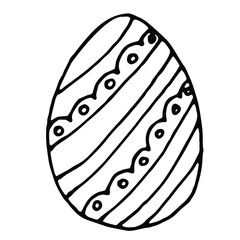 Hand drawn cute easter egg.  Doodle vector illustration. Simple ement for greeting cards, posters, stickers and seasonal design. Isolated on white background 
