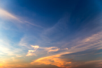 Naklejka na ściany i meble sky sunset or sunrise background cloud yellow cloudy light morning nature.