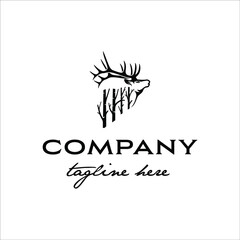 Elk with aspen tree lined shadows on the body in a classic style design