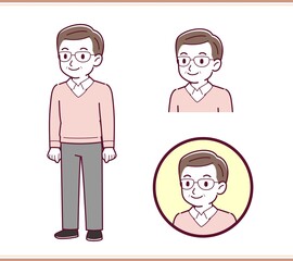 Healthy elderly man with glasses