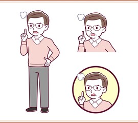 Healthy elderly man with glasses