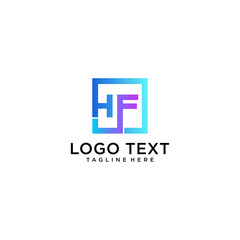 Letter HF logo design with bright colors Premium Vector