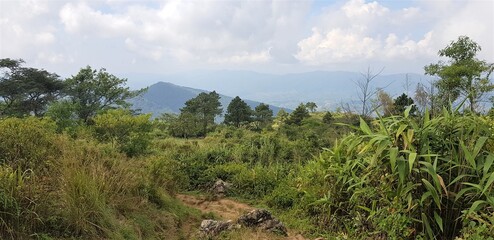 View of the hilltop pathway, north of Chiang Rai, Thailand.