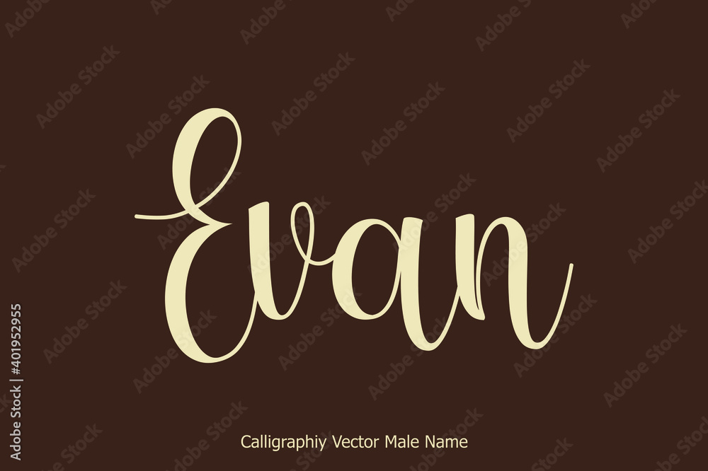 Fototapete evan male name in cursive typescript typography text