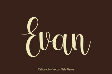 Evan Male Name in Cursive Typescript Typography Text