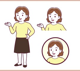 Plump woman in yellow clothes