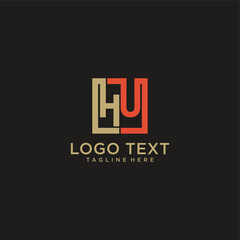 HU letter monogram logo illustration Premium Vector