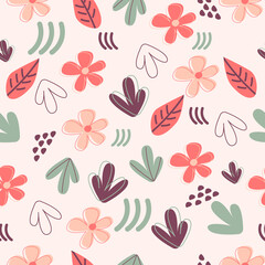 Floral seamless pattern in pastel colors.