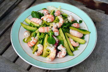Platter of fresh langoustine salad