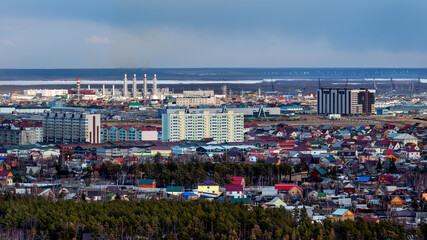 Aerial view of Yakutsk on a beautiful day - 401954378