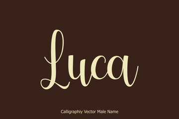 Luca-Male Name Cursive Calligraphy Text on Brown Background