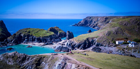 Fototapeta na wymiar Cornwall landscape with rocks and sky