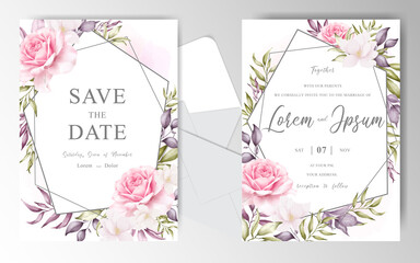 watercolor Wedding Invitation card set template