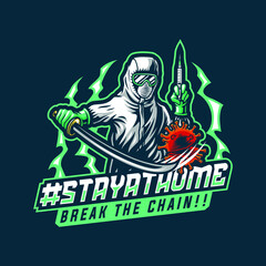 Health worker fight corona virus illustration