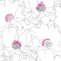 Seamless pattern with flowers. Hand drawn floral background. Artwork for textiles, fabrics, souvenirs, packaging and greeting cards.