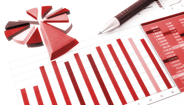 business chart results - red numbers