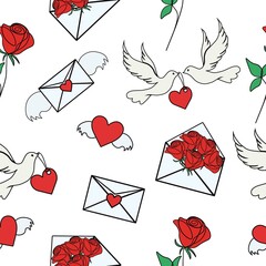 Happy Valentines day Seamless Pattern. Vector illustration.