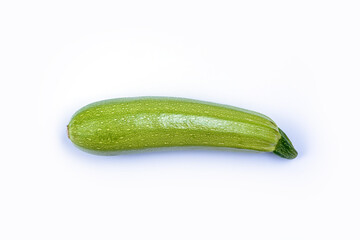 Courgette or Zucchini - green spotted vegetable for cooking vegetarian and healthy food, agricultural product isolated on white background