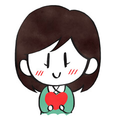 ハートマークを持った女性