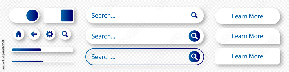 Aufkleber Set of search bar boxes. Web UI elements for browsers with text field and search button. Vector set computer illustration searched. Stock vector EPS 10