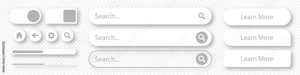 Aufkleber Set of search bar boxes. Web UI elements for browsers with text field and search button. Vector set computer illustration searched. Stock vector EPS 10