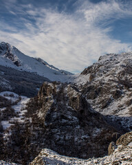 Snowy mountain in a cloudy day, Picos de Europa