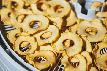 closeup of golden apple crisps
