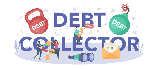 Debt collector web banner or landing page set. Pursuing payment