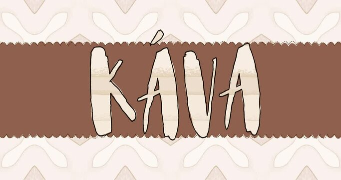 The inscription COFFEE in Czech on a bright background stylized as a child's drawing or cartoon. An endlessly looping creative and entertainment background in vibrant colors.