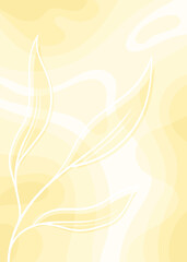 Abstract Card with Floral Leaf and Fluid Backdrop Vector Template