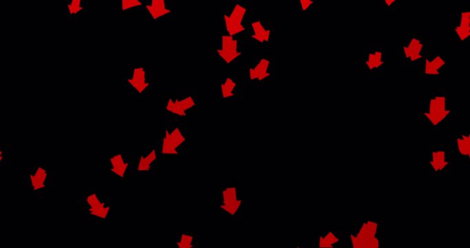 Business mockup template. Looped falling arrows pointing down on a transparent background. Regression, negative dynamics and general depression