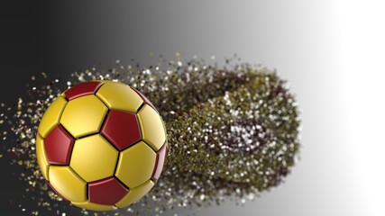 Fototapeta premium Soccer ball with Particles under Black Background. 3D sketch design and illustration. 3D CG. 3D high quality rendering.