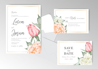 watercolor Wedding Invitation card set template