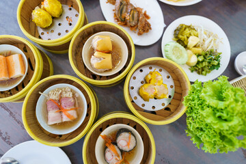 Chinese Preparing vegetable dim sum (yumcha). Asian Food chinese traditional food cuisine.