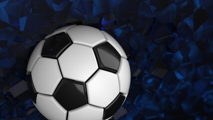 Soccer ball with Particles under Black Background. 3D sketch design and illustration. 3D CG. 3D high quality rendering.