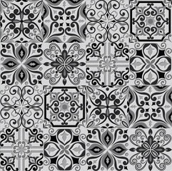 seamless pattern with elements, black and white geometric design, Decorative wallpaper design in shape, Abstract background ornament illustration, Square Monochrome Background with high resolution