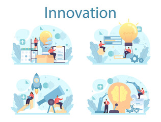 Fototapeta na wymiar Innovation concept set. Idea of creative business solution. Modern production