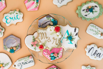 Cookies with heart shape for weddings or valentines day