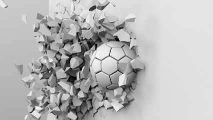 Soccer ball with Particles under Black Background. 3D sketch design and illustration. 3D high quality rendering.