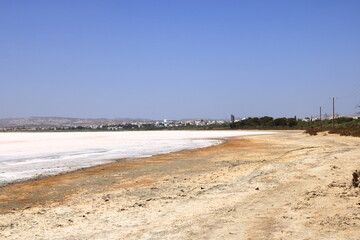 Beautiful Salt Lake in Larnaca, Cyprus. Natural background. Landscape