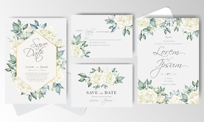 watercolor Wedding Invitation card set template