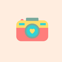 Kawaii camera for lovers in gentle pastel colors. Vector illustration