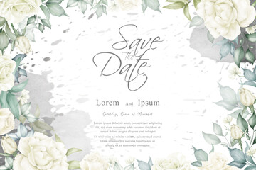 floral arrangement and watercolor background for Wedding Invitation template