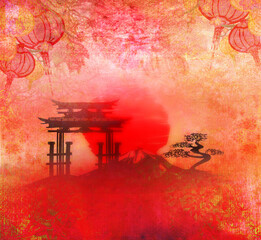 Obraz na płótnie Canvas Mid-Autumn Festival for Chinese New Year - card