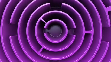 Circular maze. Top view. Purple theme.
